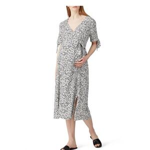 Seraphine Monochrome Midi Wrap Maternity Dress